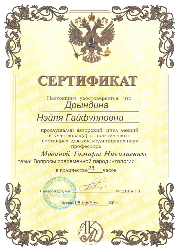 Сертификат 17 — Исламгулова Нейля Гайфулловна