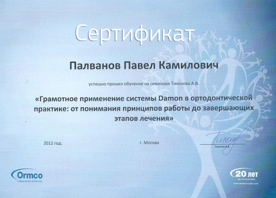 Сертификат 13 — Палванов Павел Камилович