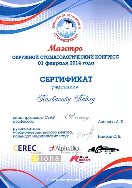 Сертификат 16 — Палванов Павел Камилович
